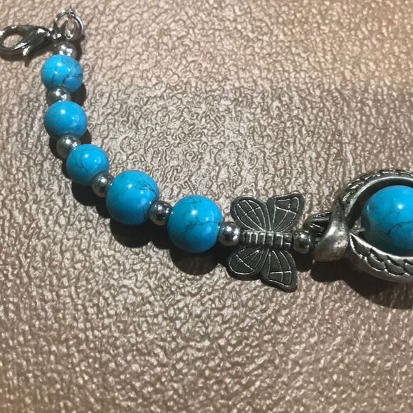 Butterfly Silver Beaded Bracelet - Picture 3 of 3